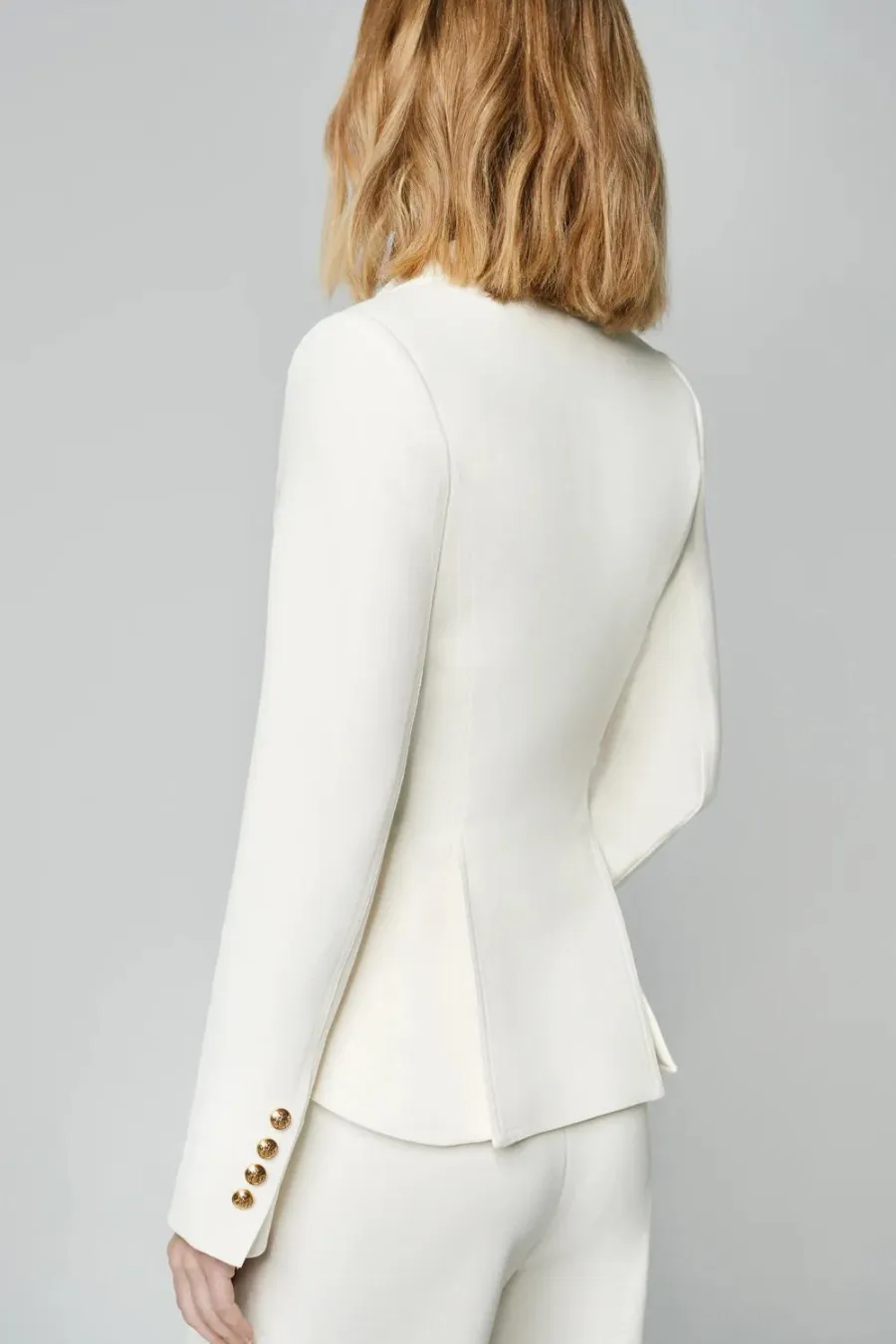 One Button Blazer Ivory Pique