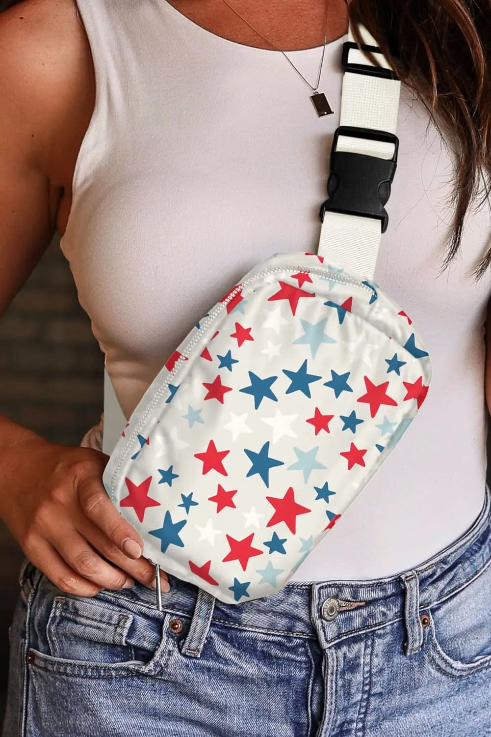 White star print crossbody bag
