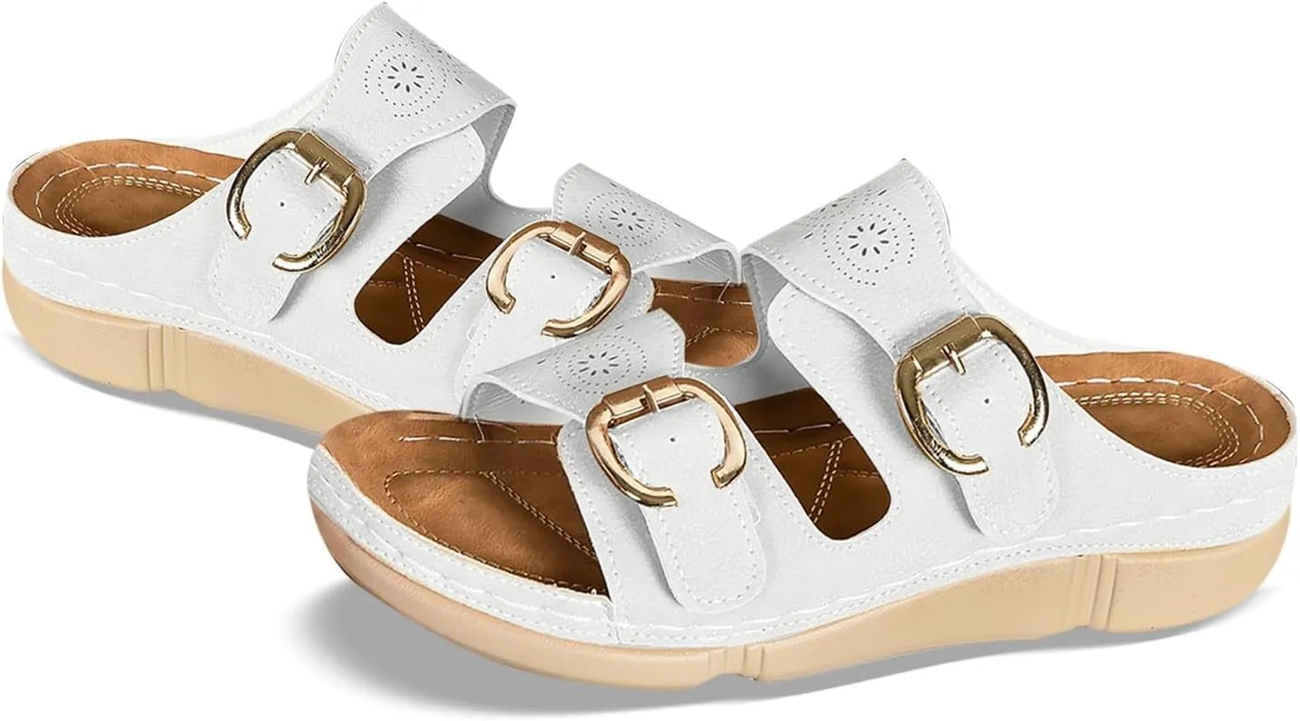 Women's Comfortable Wedge Sandals Slip On Dressy Summer Beach Walking Shoes with Arch Support Lightweight